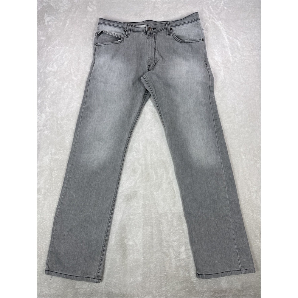 Levi's 514 Slim Straight Jeans Gray Denim Button Zip Back Pocket Mens 34X32